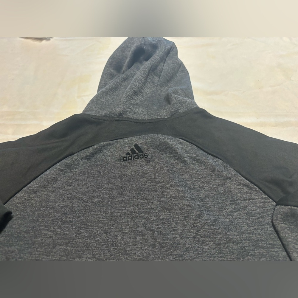 Adidas Unisex‎ Gray Black Long Sleeve Hoodie Sweatshirt Size M w/ Thumbholes - Picture 16 of 16